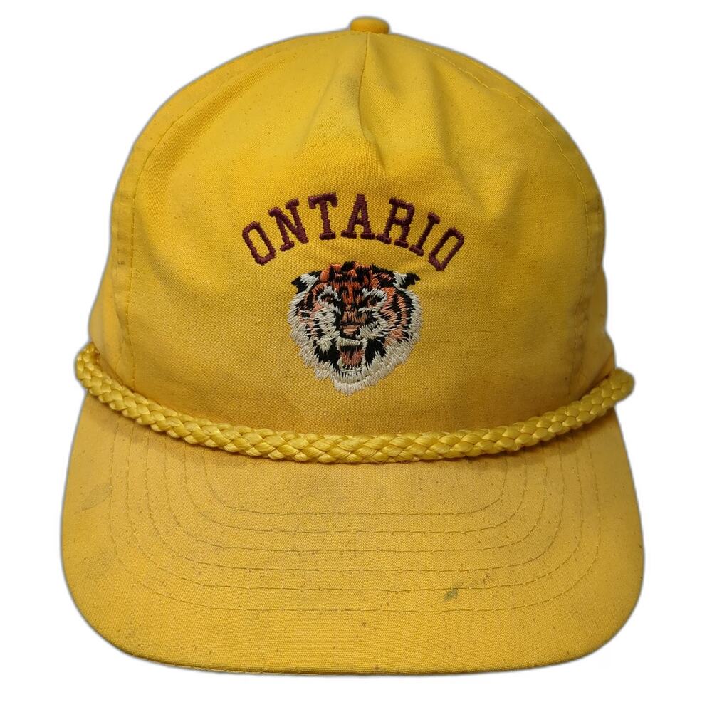 Designer Award Headwear Trucker Yellow Hat OS Rope Brim Ontario Tiger Vintage